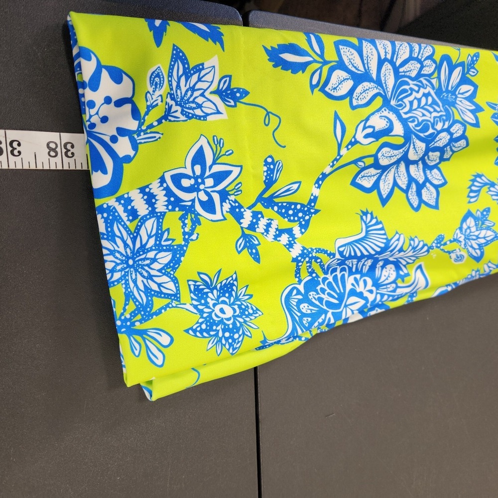 Gretchen Scott Fling Fantasy Dress Lime Green Blue Floral Size XS Ruffle V Neck - Picture 8 of 13